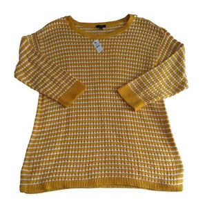 NWT Talbots XL Striped Yellow Knit Top
